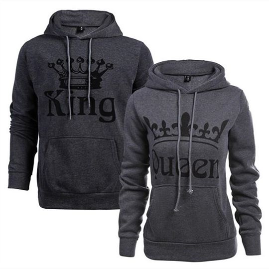 Grey - King Queen Hoodies - Holaamor