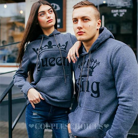 Grey - King Queen Hoodies - Holaamor