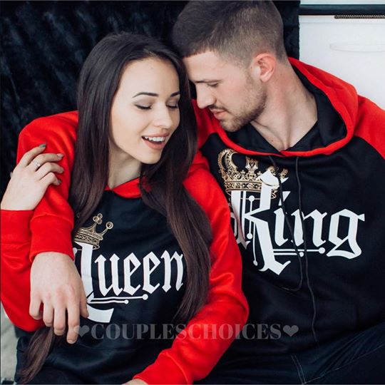 "Red - King Queen Hoodies" - Holaamor