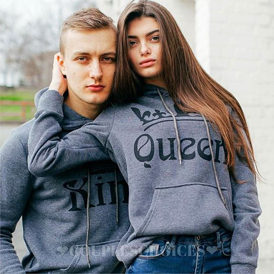 Grey - King Queen Hoodies - Holaamor