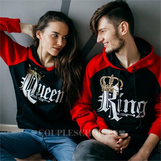 "Red - King Queen Hoodies" - Holaamor