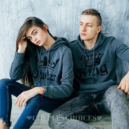 Grey - King Queen Hoodies - Holaamor